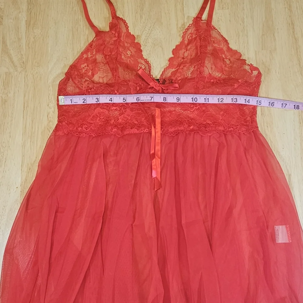 Red Lace Baby Doll Dress Set - Picture 6 of 15